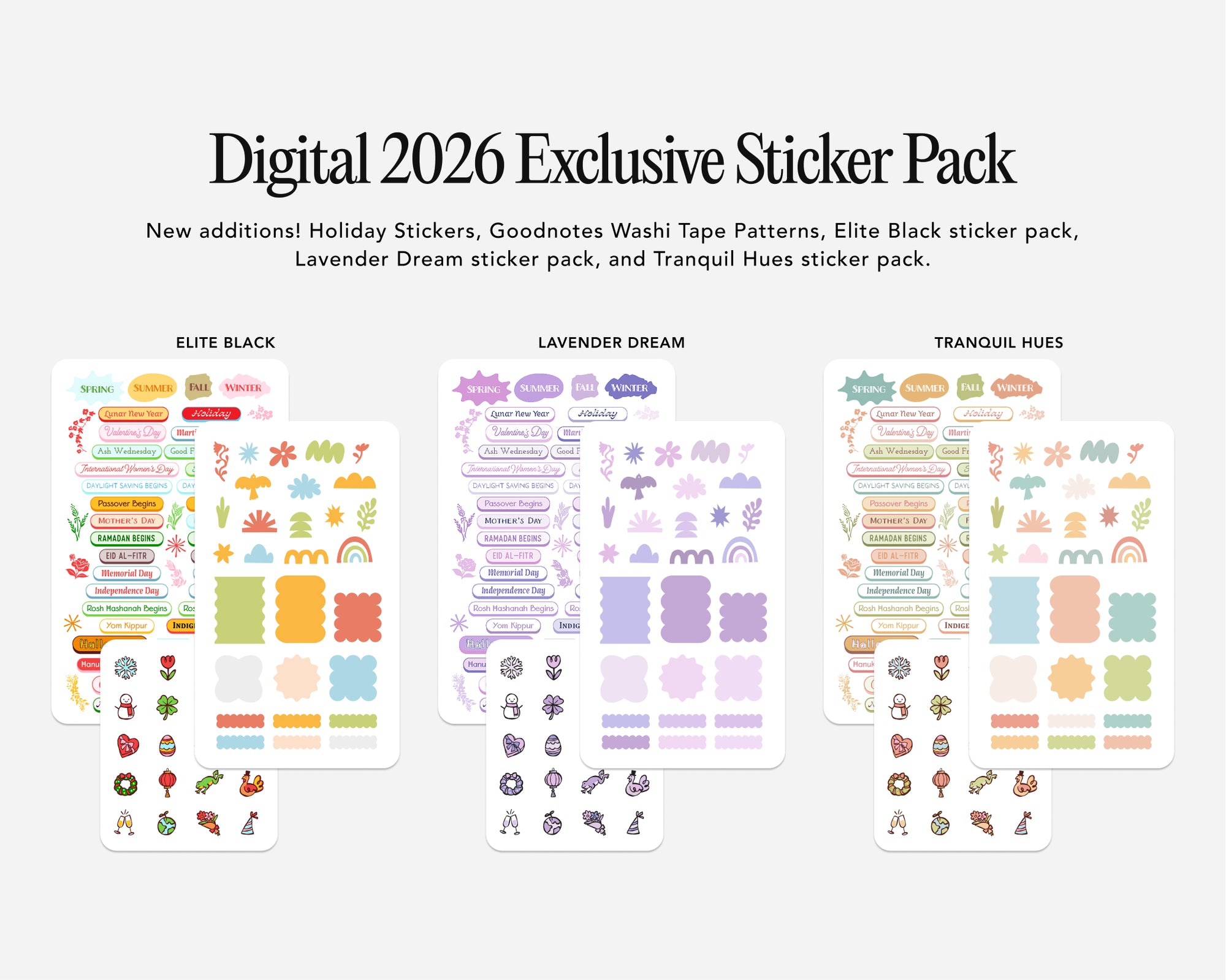 Digital 2026 Exclusive Sticker Pack with various designs on a white background