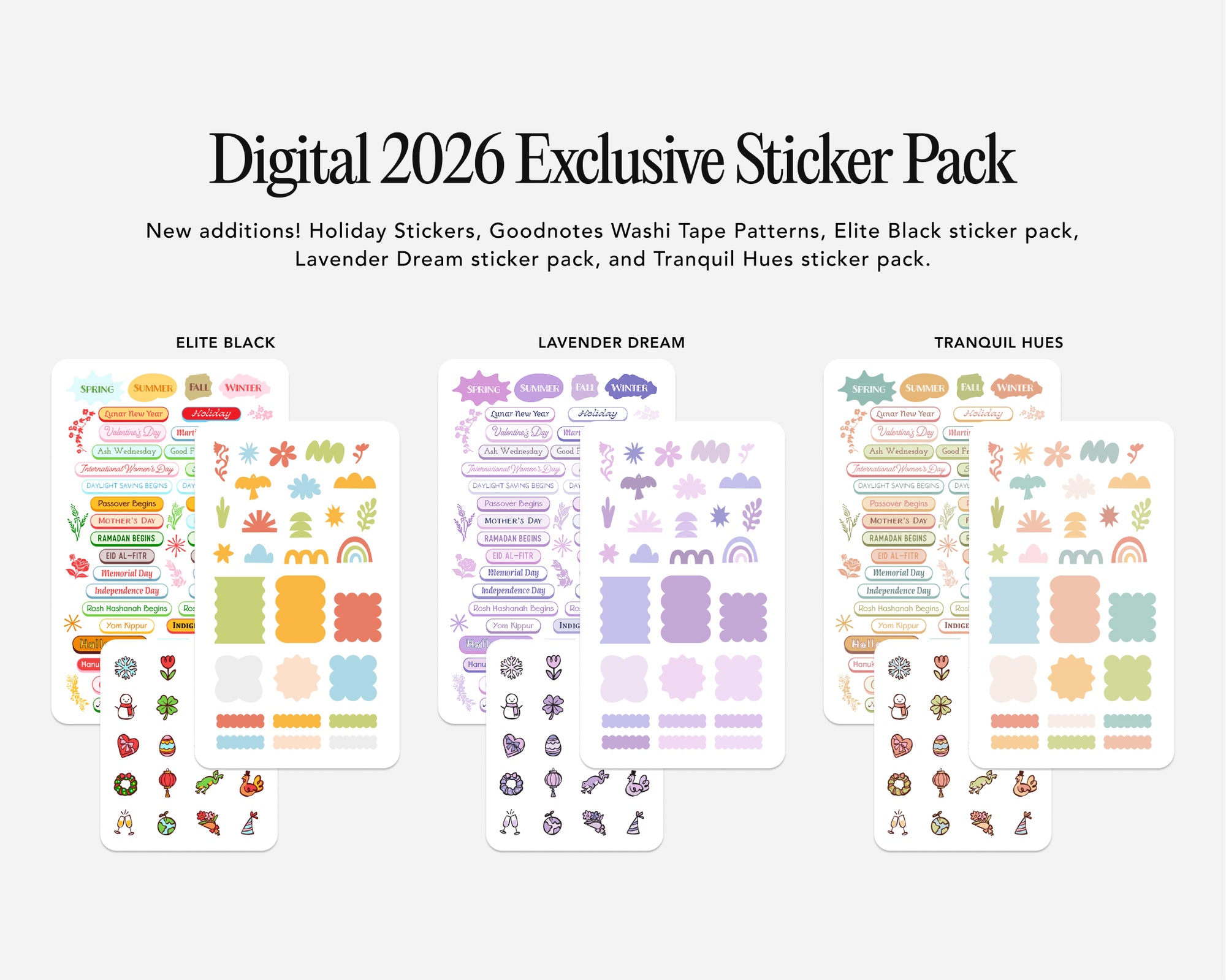 Digital 2026 Exclusive Sticker Pack with various designs on a white background