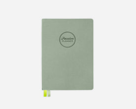 Green hardcover planner with 'Passion Planner' logo on a white background