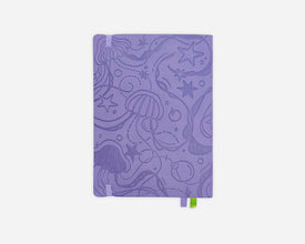 Purple planner with jellyfish star themed design on a white background