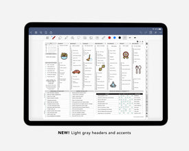 Digital mid-year planner shown on a tablet screen with light gray headers and accents.
