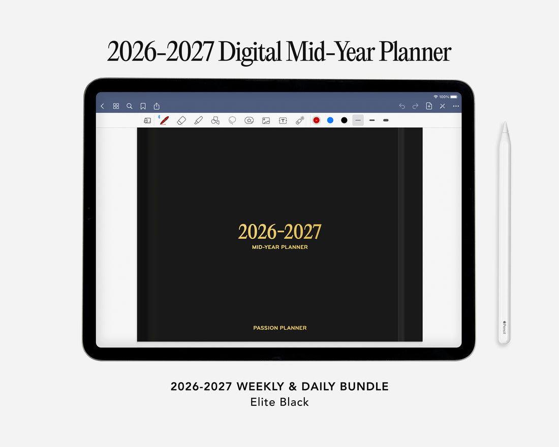 Digital mid-year planner for 2026-2027 displayed on a tablet screen.