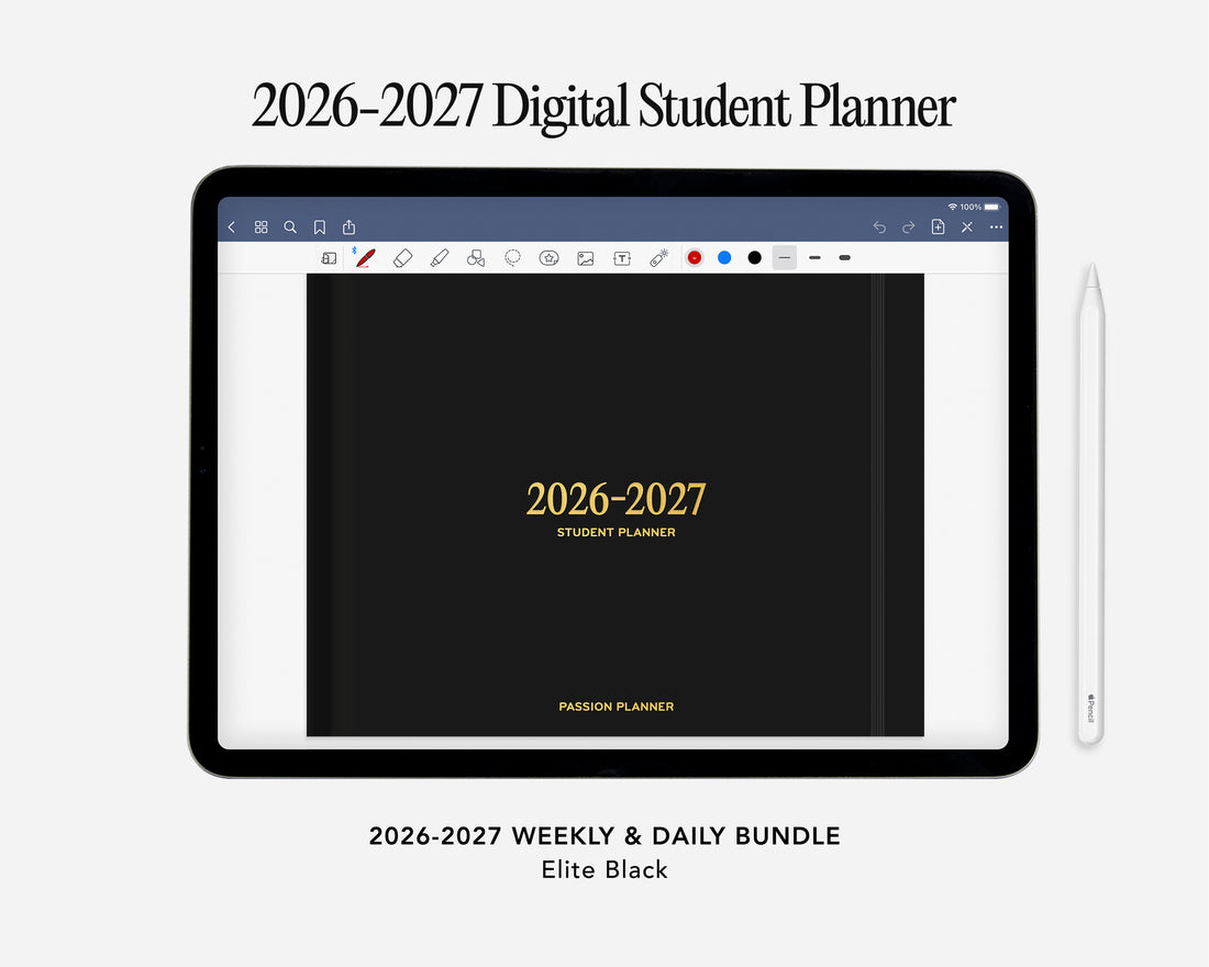 Digital student planner for 2026-2027 displayed on a tablet screen.