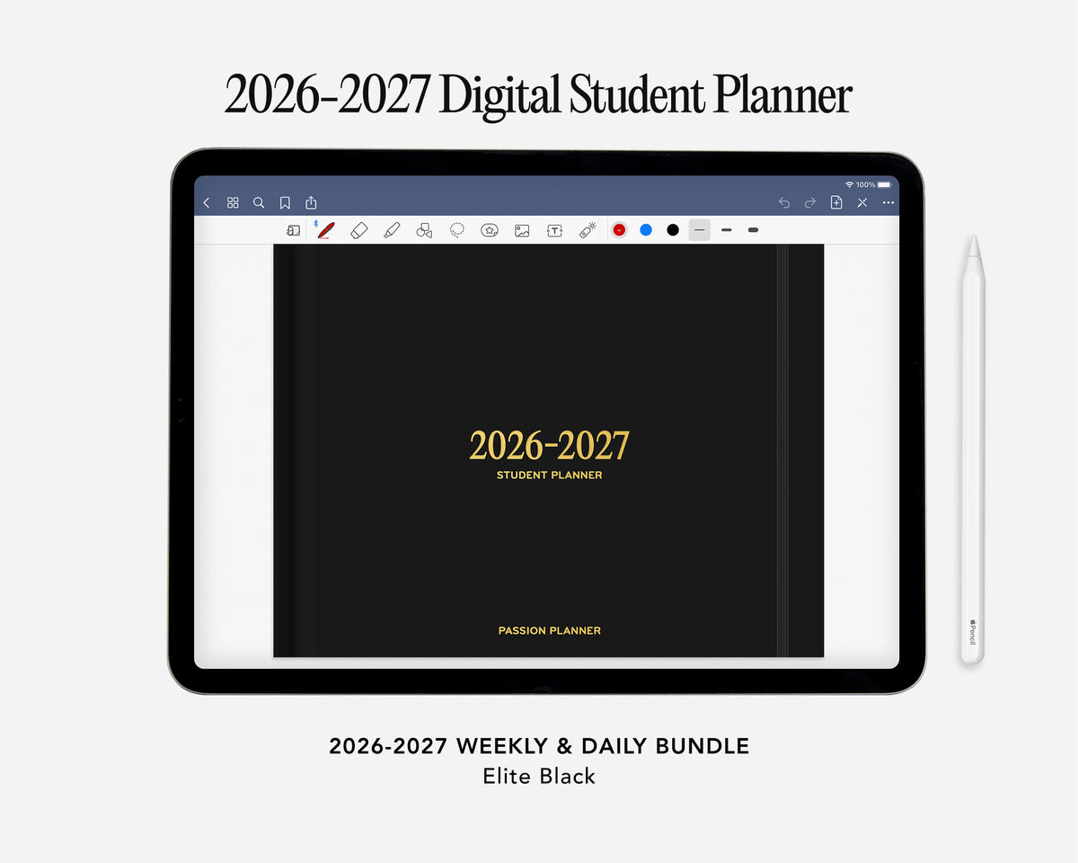 Digital student planner for 2026-2027 displayed on a tablet screen.