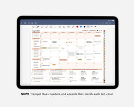 Digital calendar application on a tablet with Tranquil Hues color interface