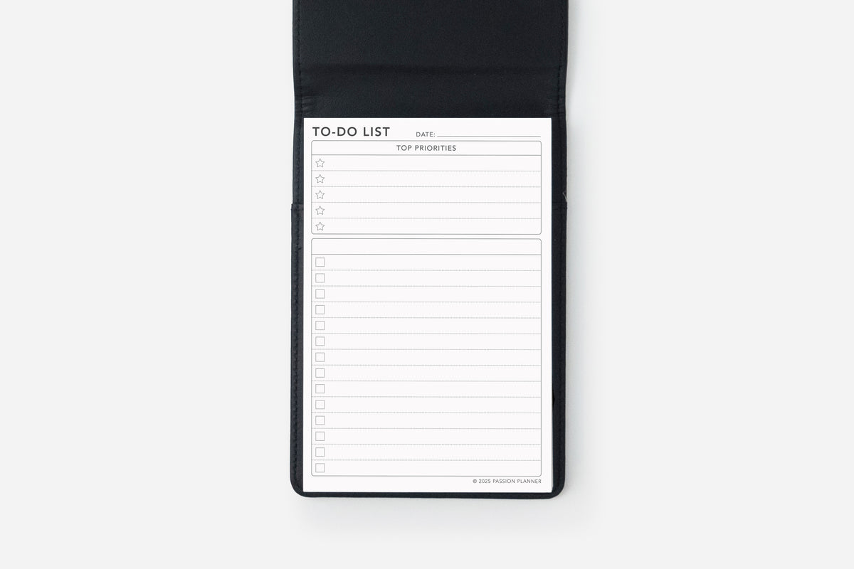 elite black notepad cover and to-do list insert set