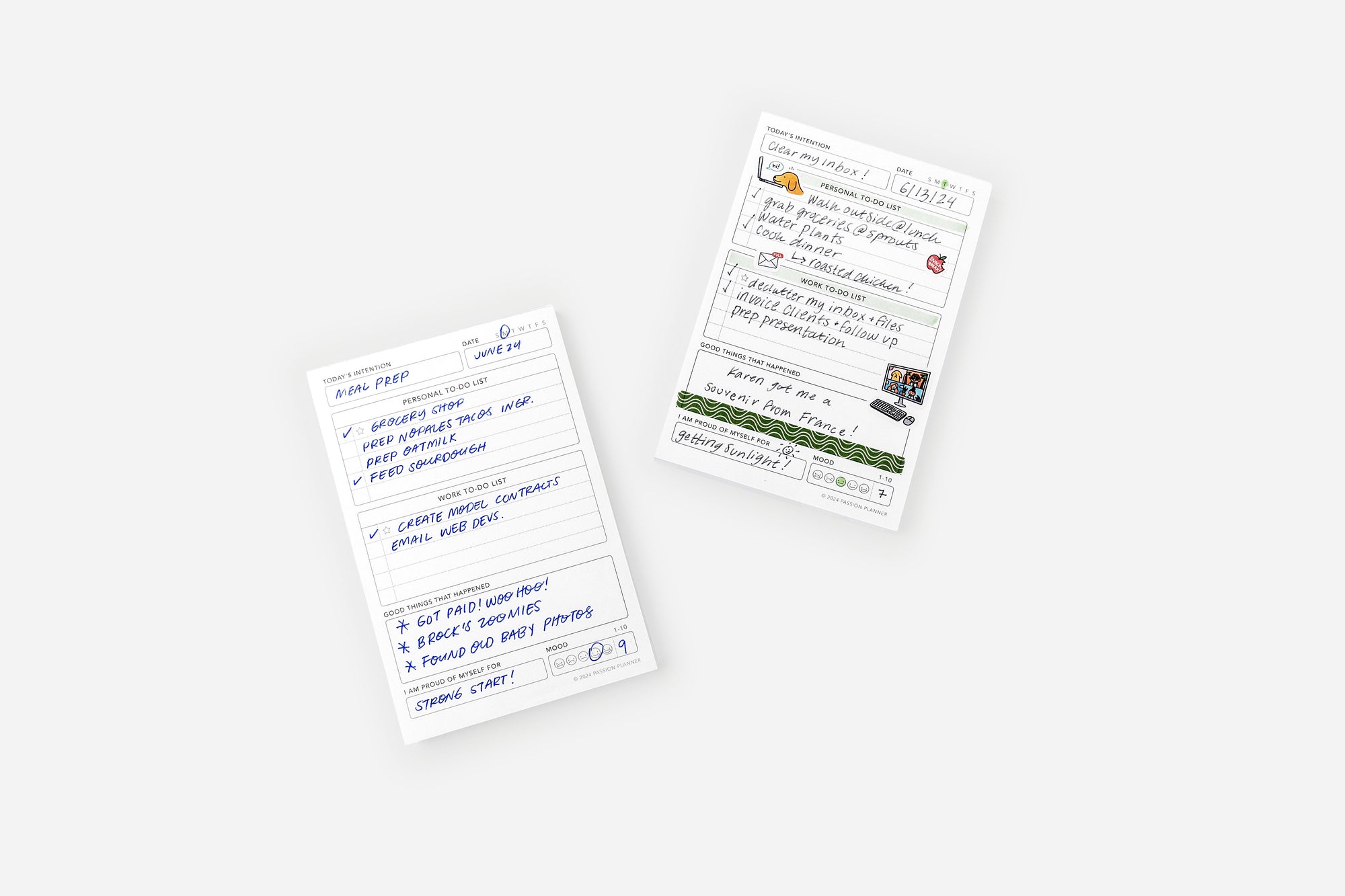 two daily notepad inserts