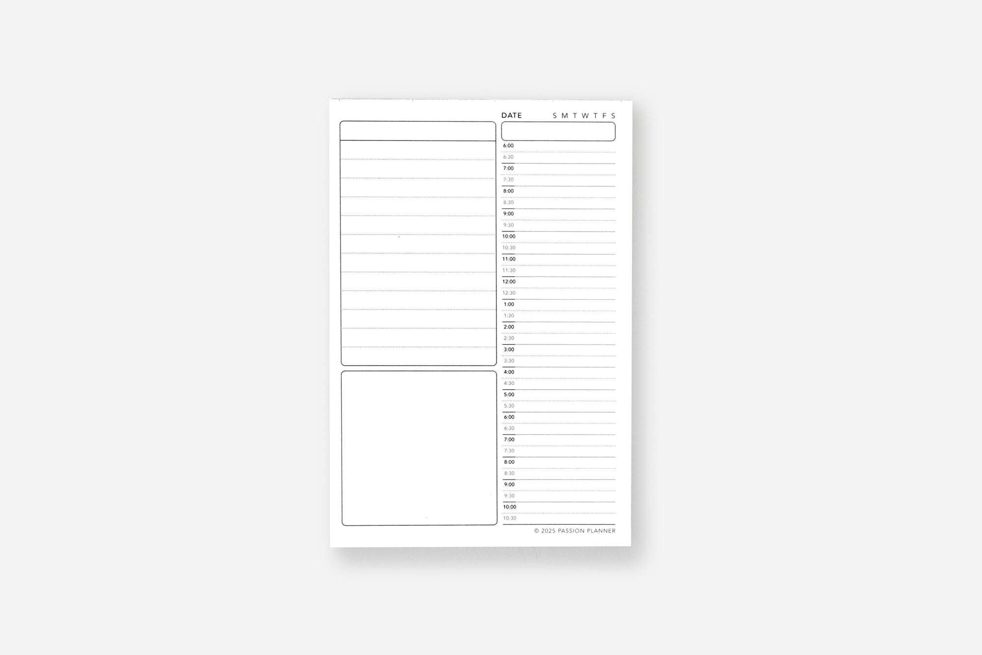 daily schedule notepad insert