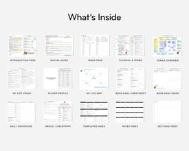 Pages of the finally finished journal with various sections on a white background.