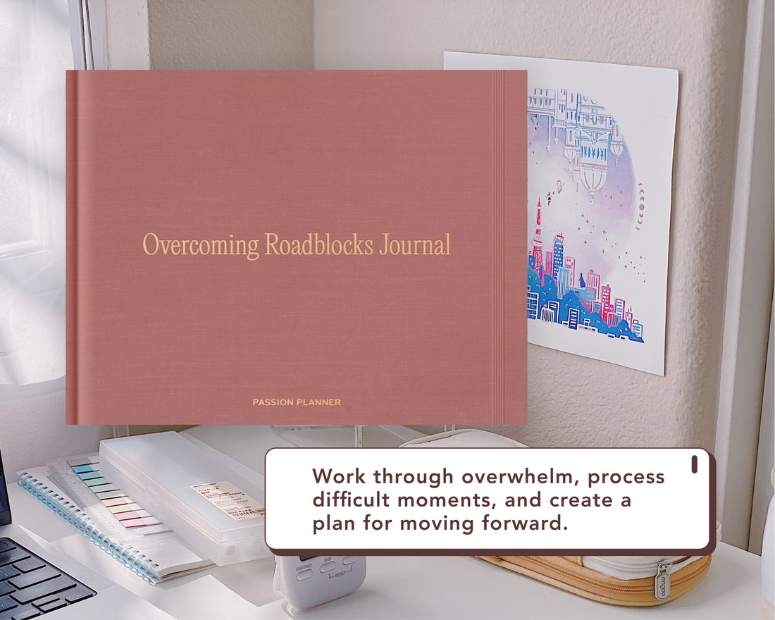A rose pink hardcover journal titled &