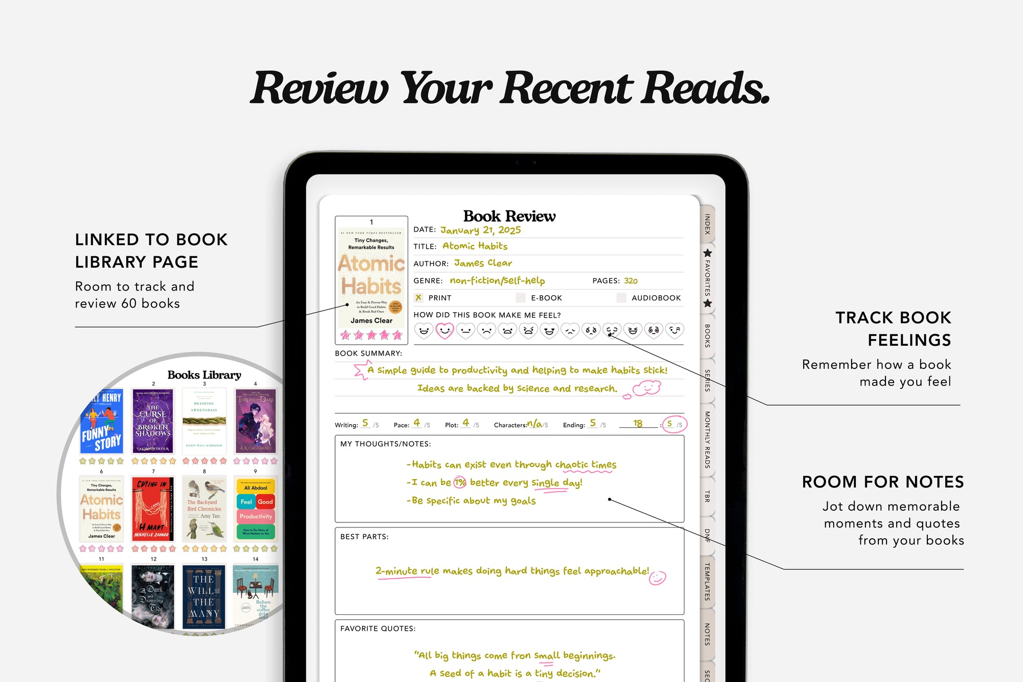 Digital Reading Journal: Review Your Recent Reads