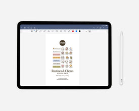 Routines and Chores digital sticker pack on a tablet 