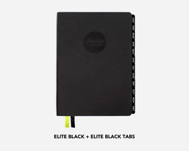Elite Black mid-year planner with different monthly tab combination options