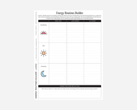 Energy Routines Builder worksheet with icons and text on a white background