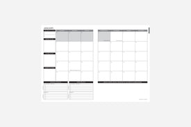 Calendar sheet with grid layout on a white background
