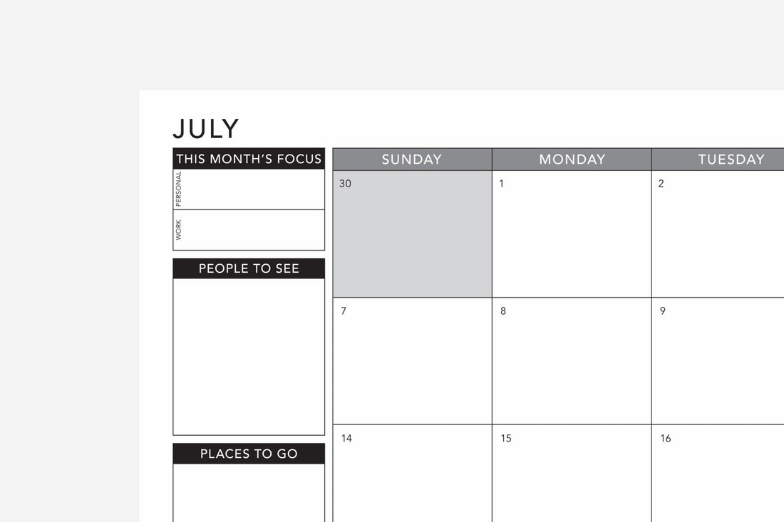july monthly calendar