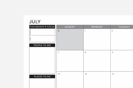july monthly calendar