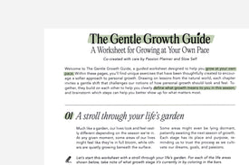Cover page of 'The Gentle Growth Guide' worksheet on a white background