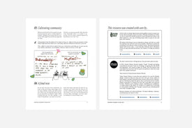 Two pages from The Gentle Growth Guide with text and minimal graphics on a white background.