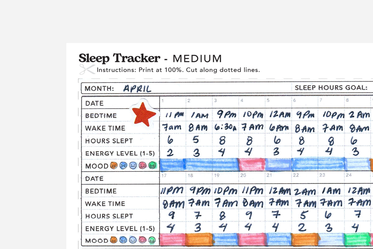 filled in sleep tracker pdf