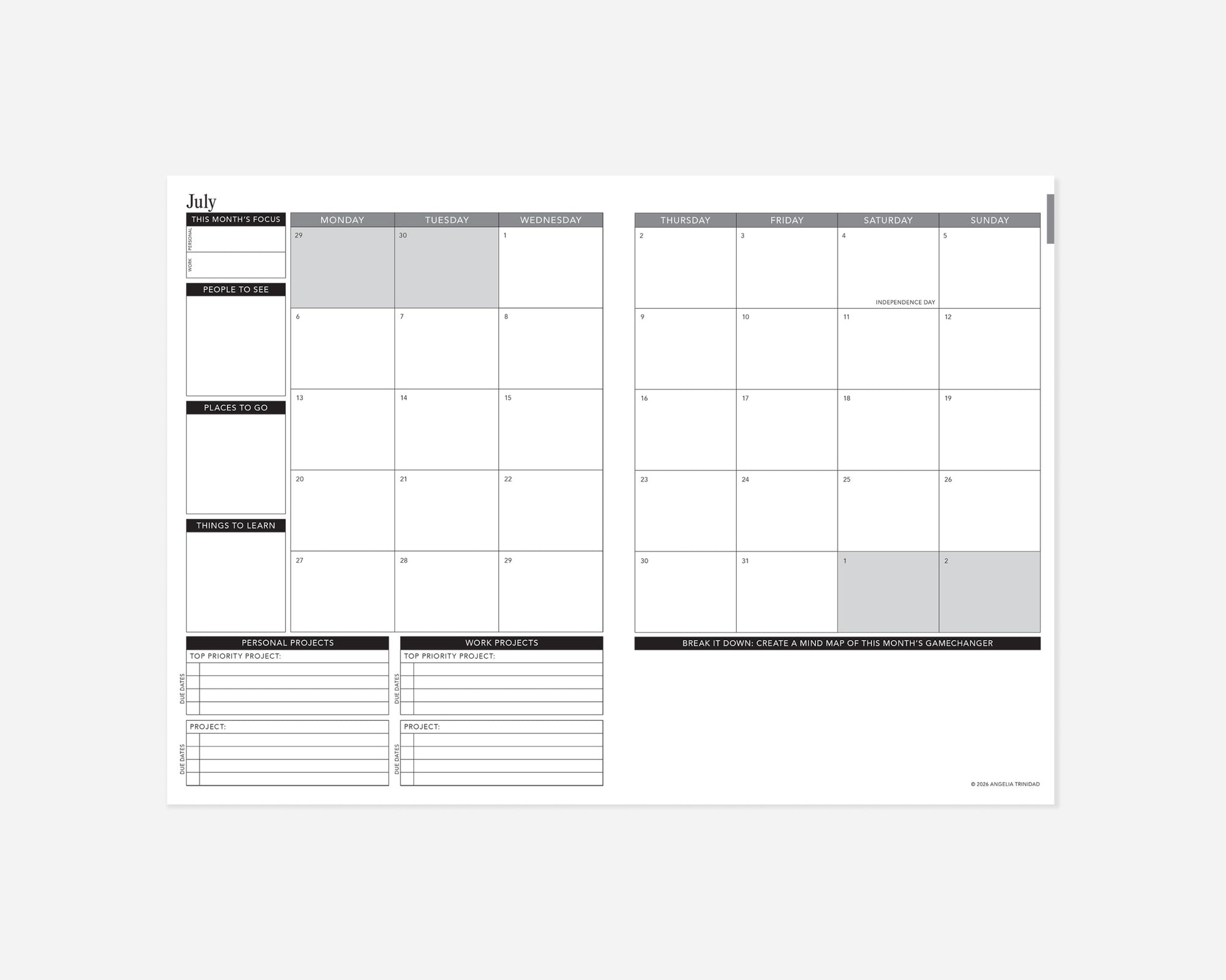 Weekly 2026 - 2027 Mid-Year Planner Printable