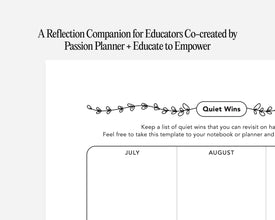 A reflection companion for educators co-created by passion planner and educate to empower.