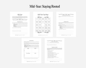 Free teacher downloads titled 'Mid-Year: Staying Rooted' on a white background.
