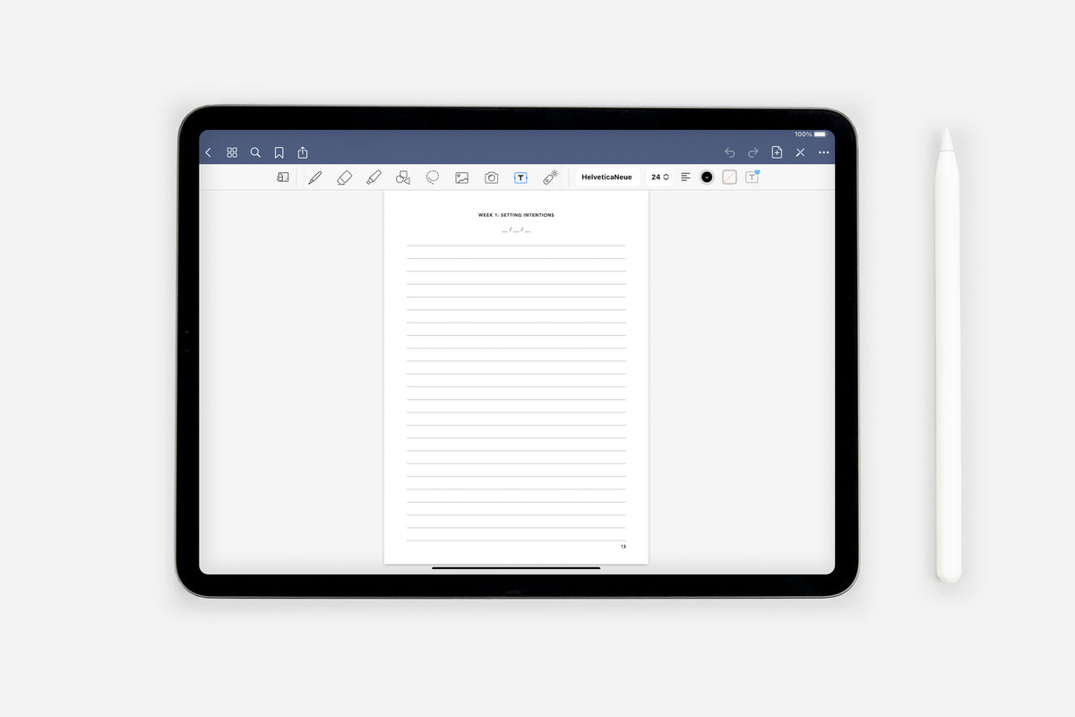 blank setting intentions page