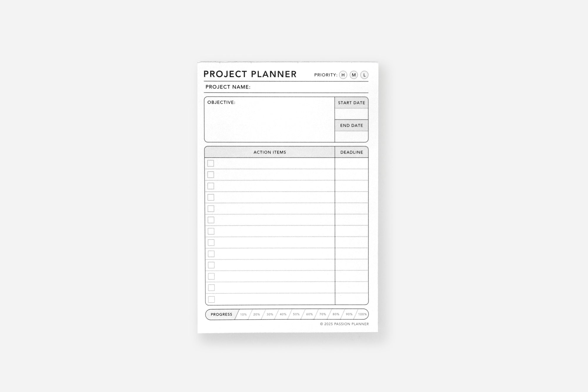 project planner notepad insert