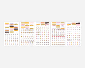 Set of 5 planner stickers on a white background