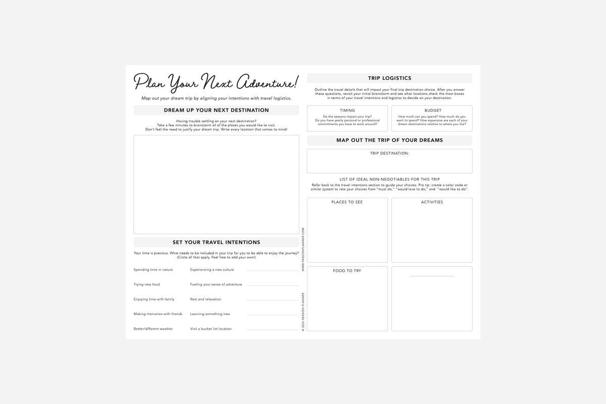 Travel Planning Worksheet - Passion Planner