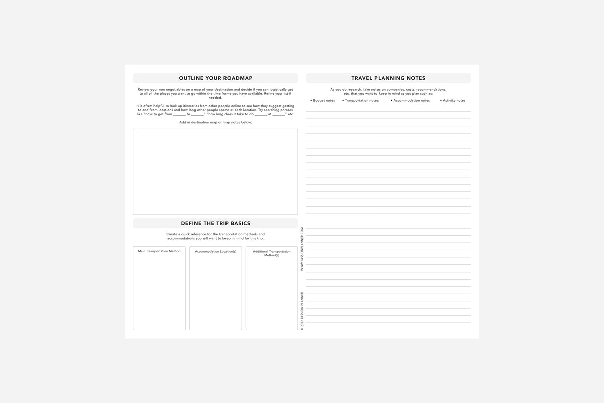 Travel Planning Worksheet - Passion Planner