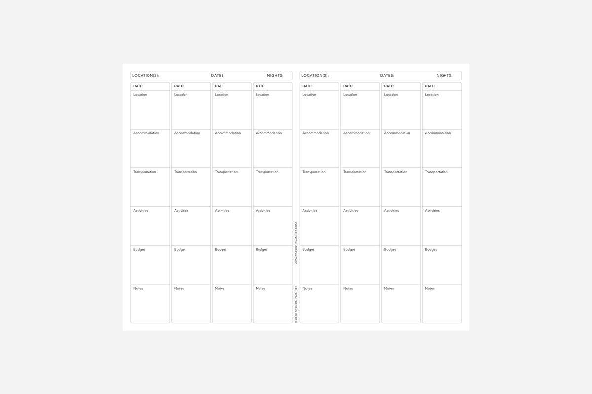 Travel Planning Worksheet - Passion Planner