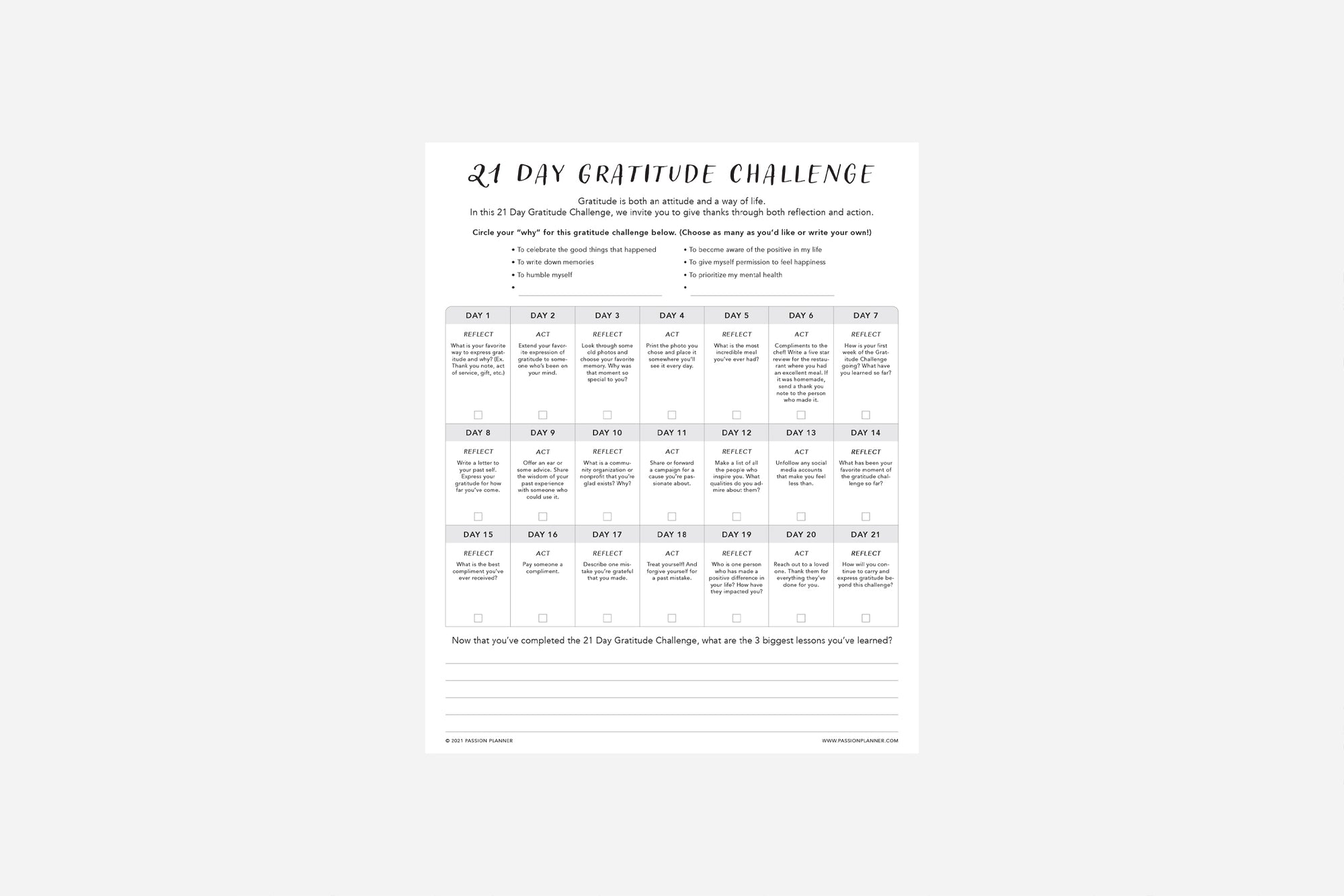 Gratitude Challenge - Passion Planner