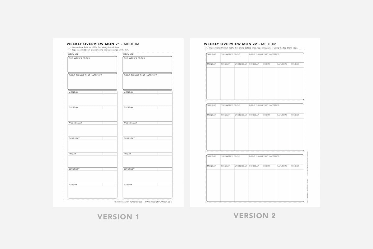Weekly Overview - Passion Planner