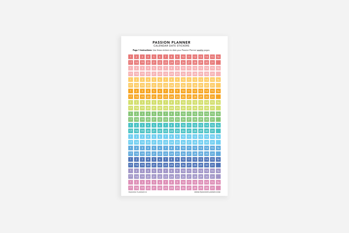 Calendar Date Stickers - Passion Planner