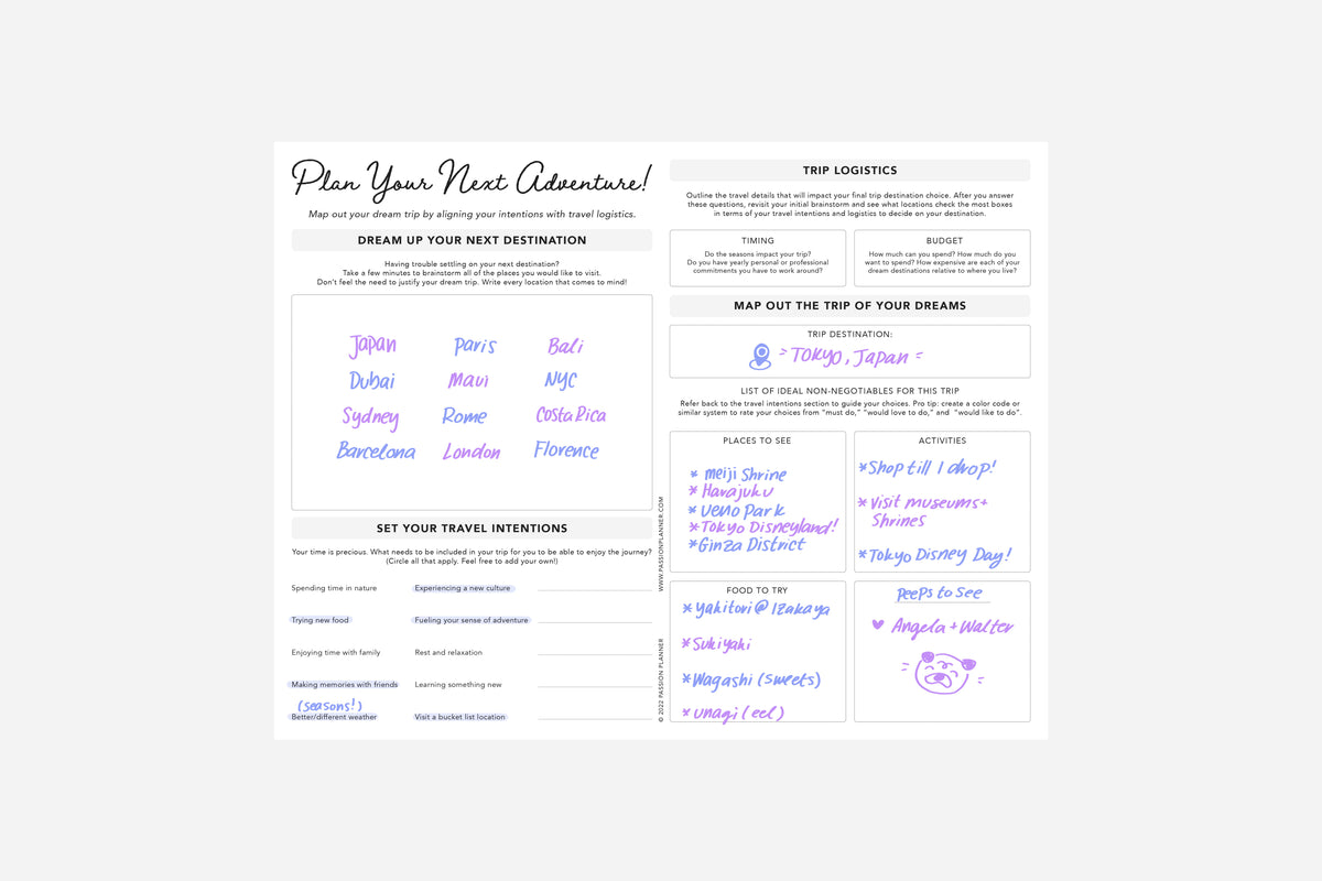 Travel Planning Worksheet - Passion Planner