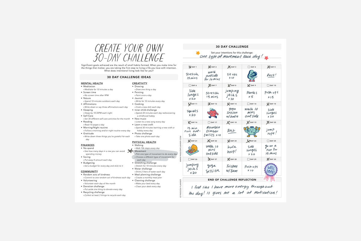 Create Your Own 30-Day Challenge - Passion Planner