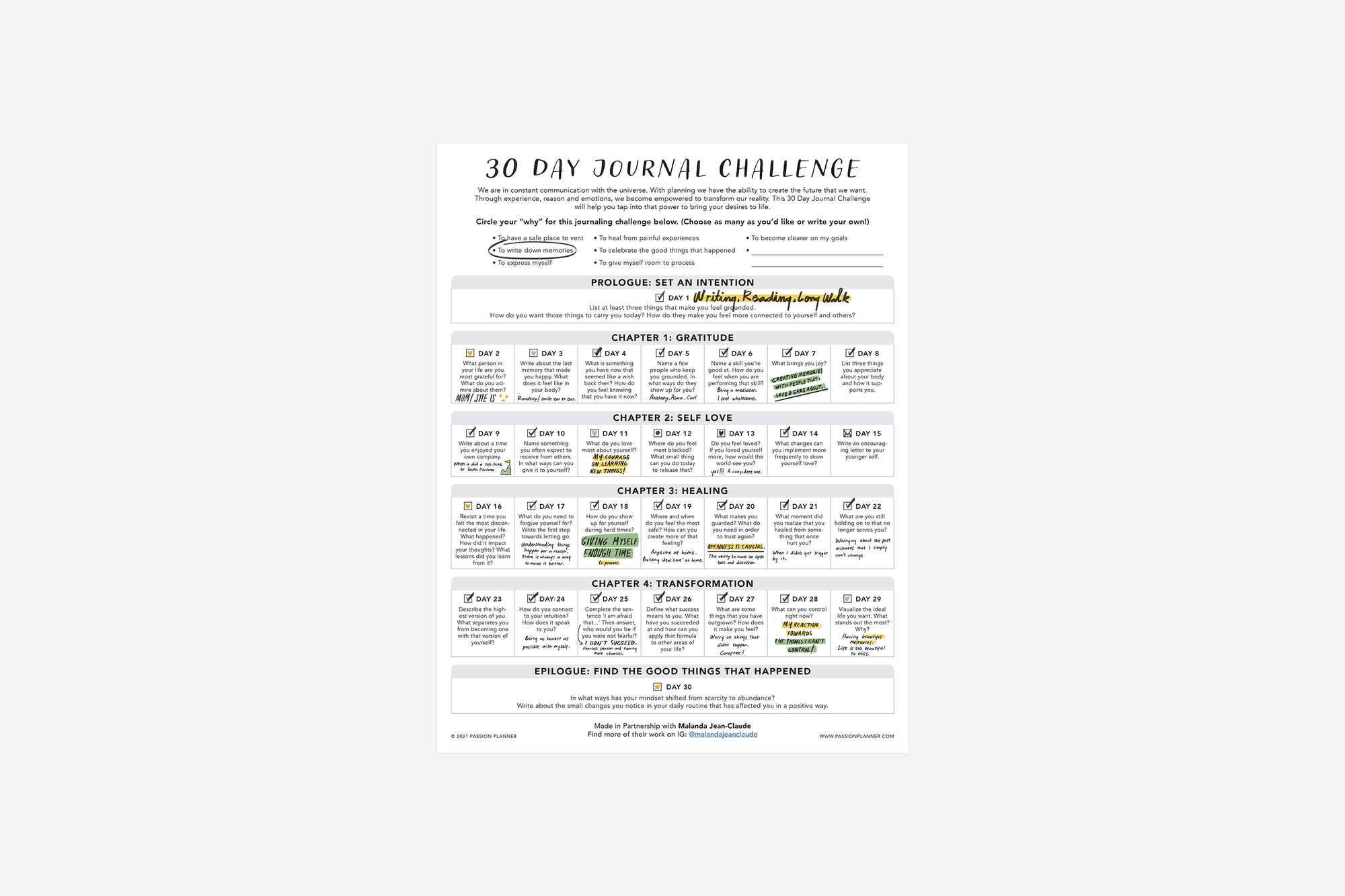30 Day Journal Challenge - Passion Planner