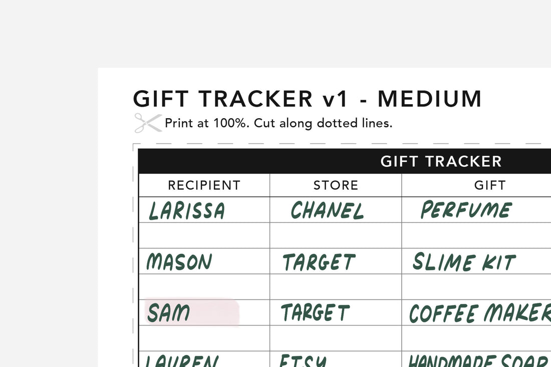 Gift Tracker - Passion Planner