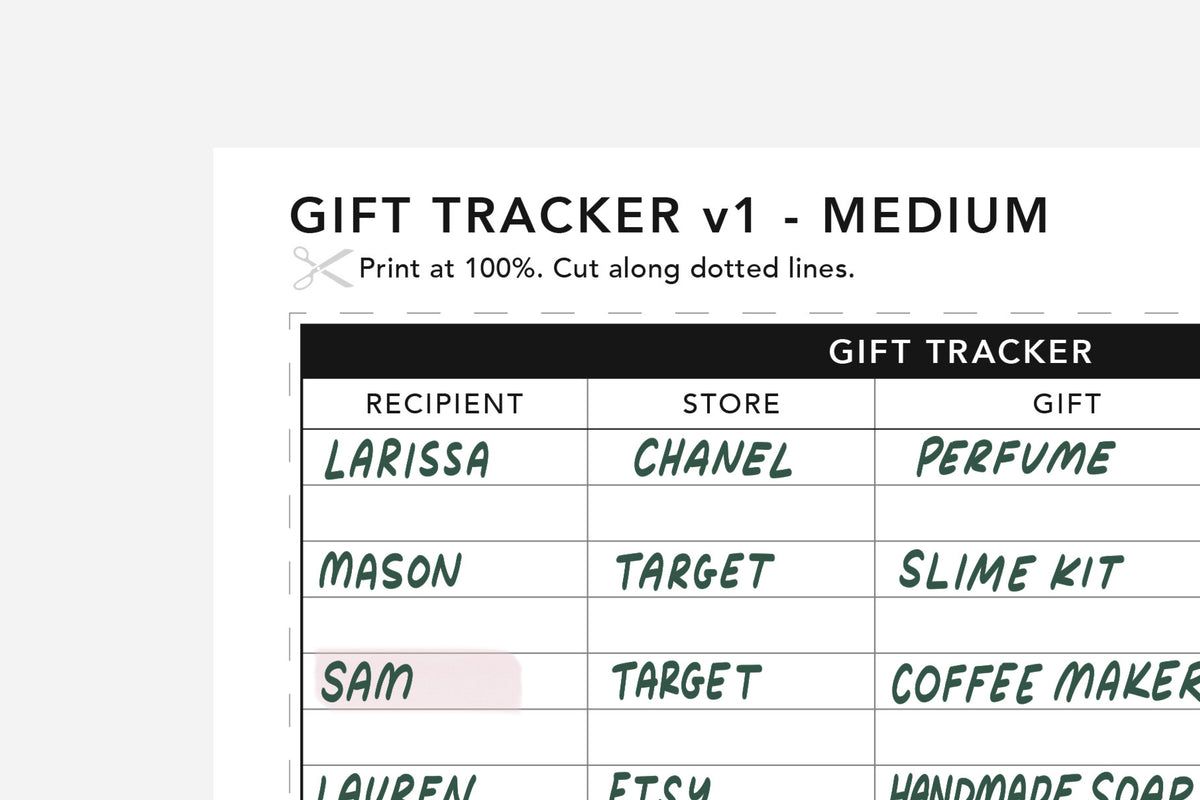 Gift Tracker - Passion Planner