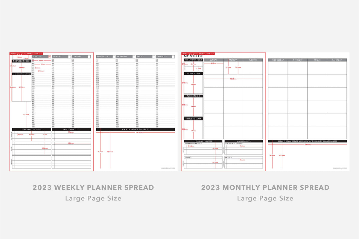Passion Planner Weekly Layout Size Measurements - Passion Planner
