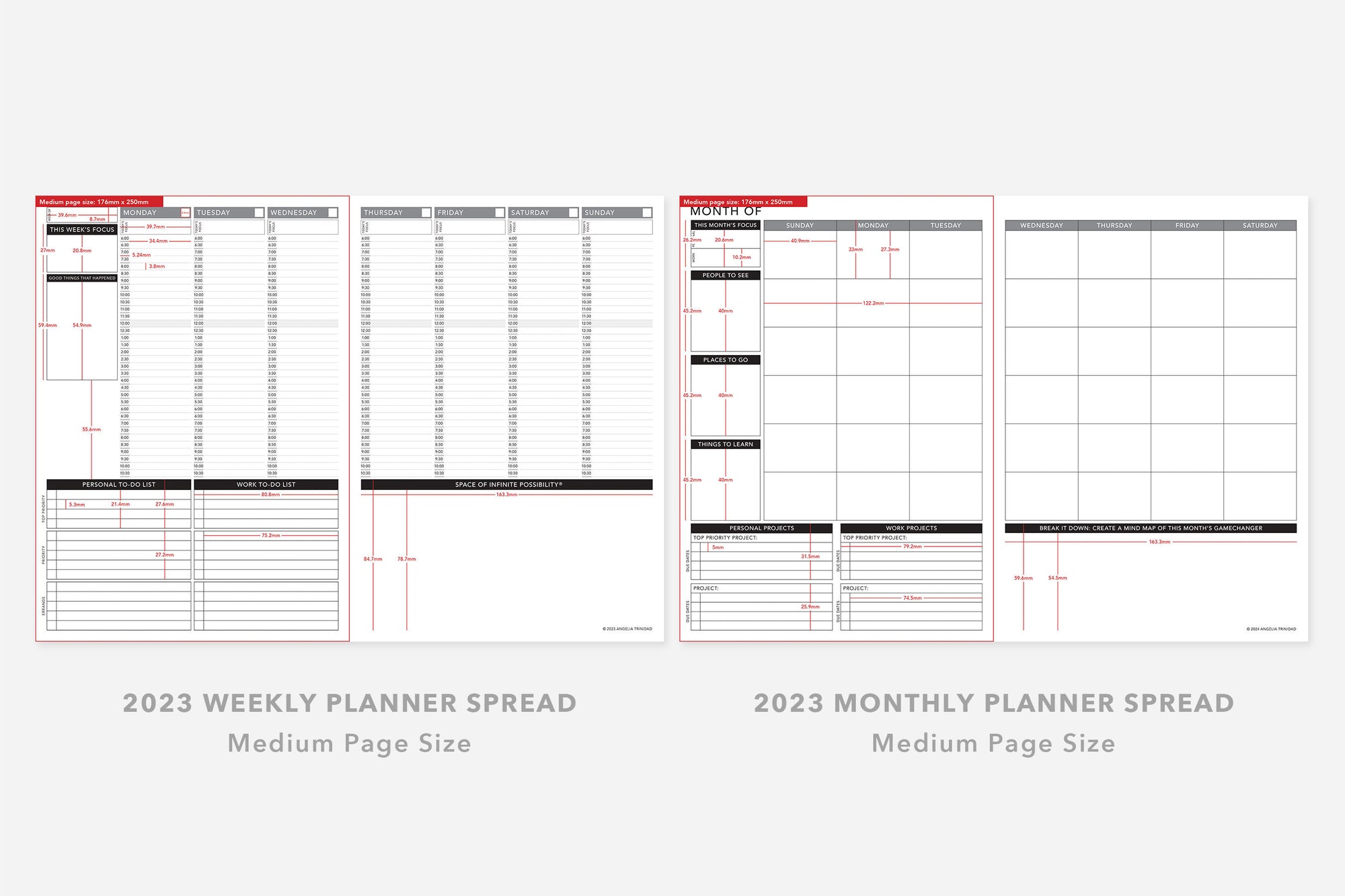 Passion Planner Weekly Layout Size Measurements - Passion Planner