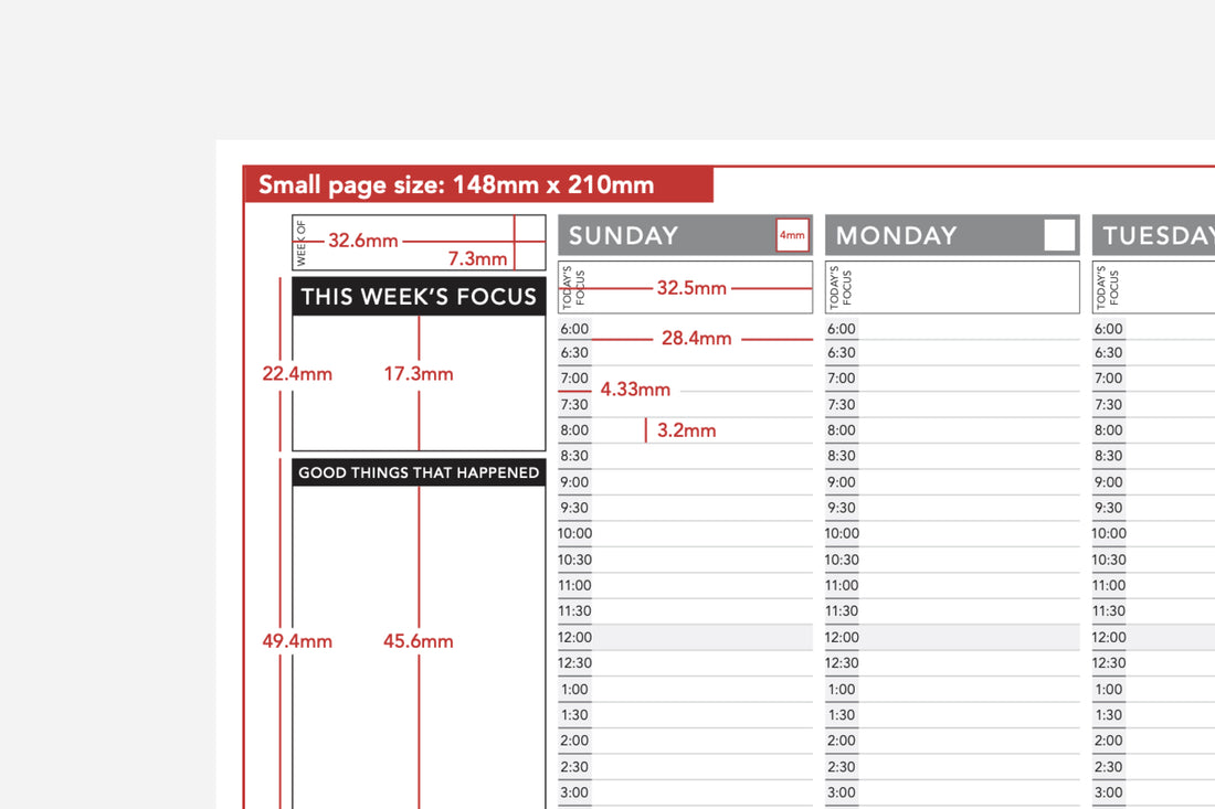 Passion Planner Weekly Layout Size Measurements - Passion Planner