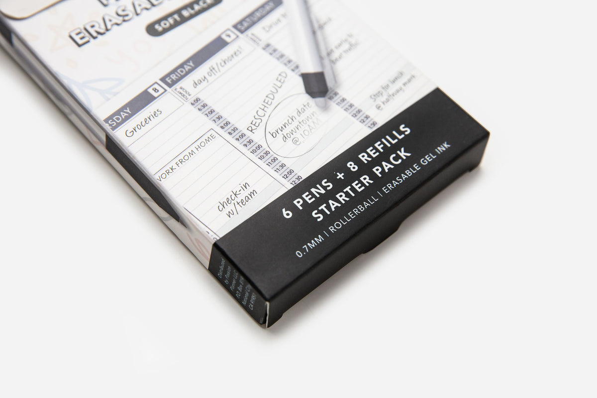 Passion Erasable Pens Starter Pack - Soft Black (6 Pens + 8 Refills) - Passion Planner