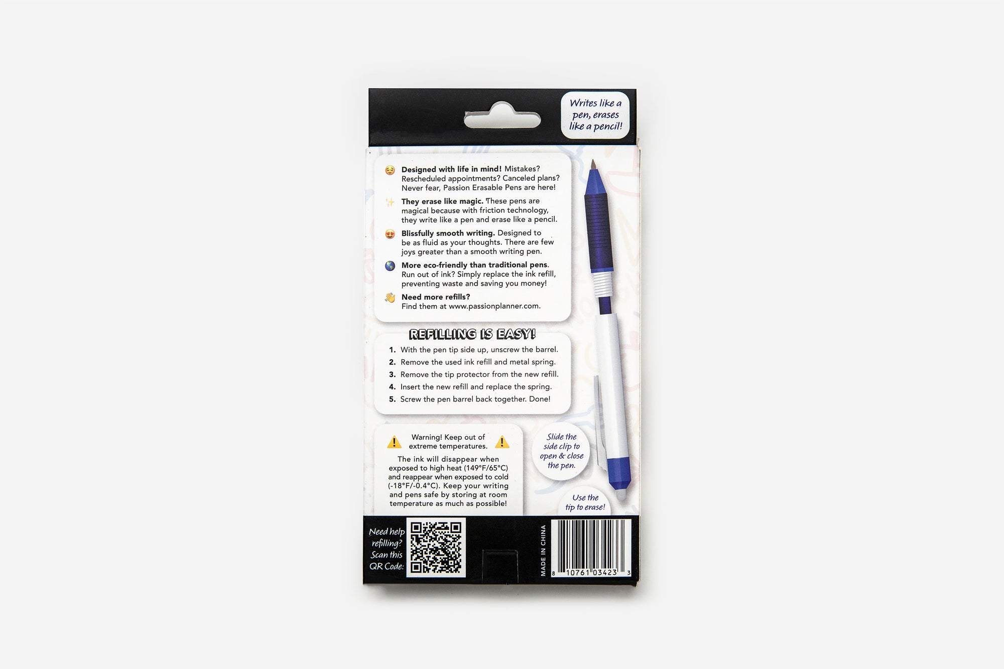 Passion Erasable Pens Starter Pack - Electric Blue (6 Pens + 8 Refills) - Passion Planner