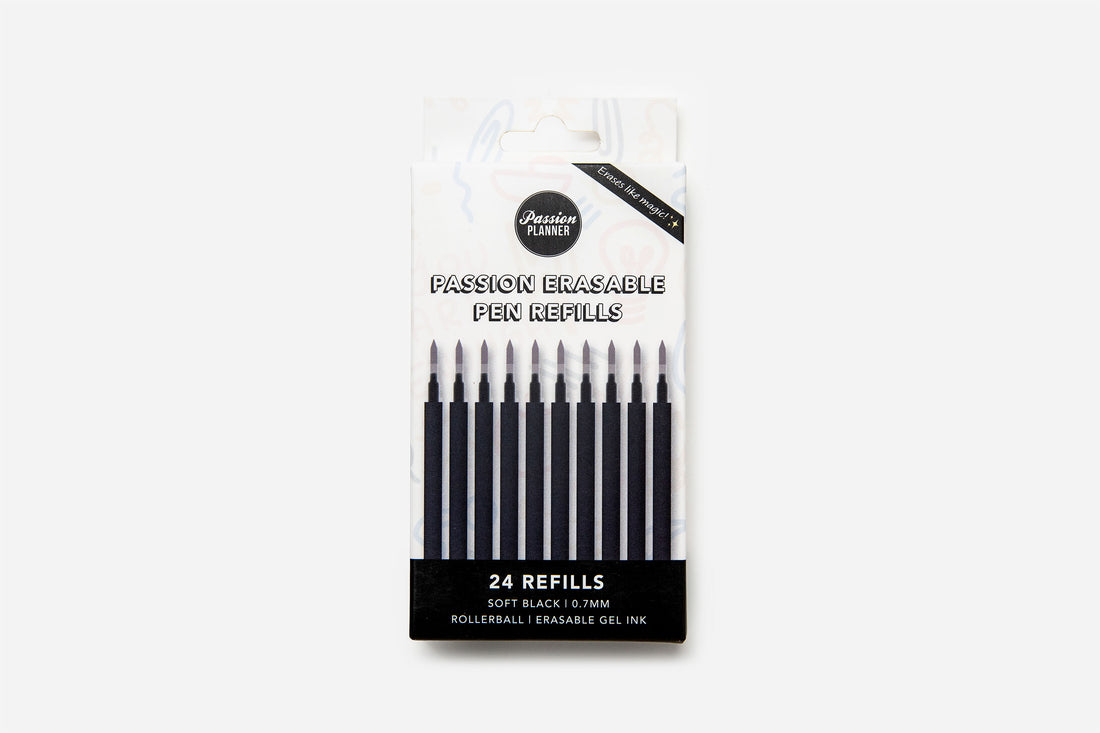 Passion Erasable Pen Refills - Soft Black (24-count) - Passion Planner