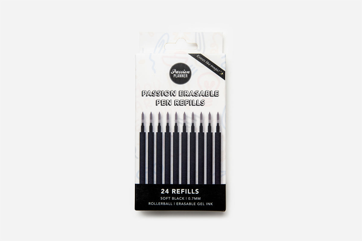 Passion Erasable Pen Refills - Soft Black (24-count) - Passion Planner