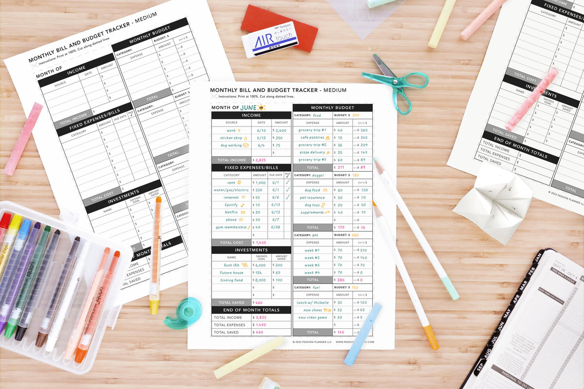 Monthly Bill and Budget Tracker - Passion Planner