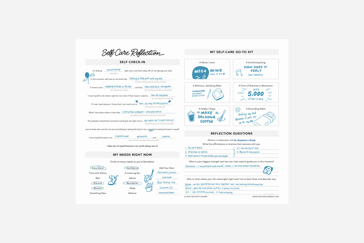 Self-Care Reflection - Passion Planner